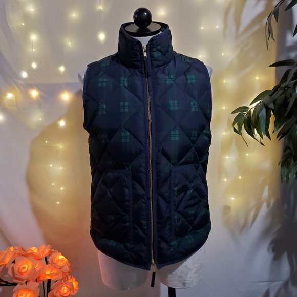 J. Crew Jackets & Blazers - J. Crew Women's S Plaid Zip-up Quilted Puffer Vest